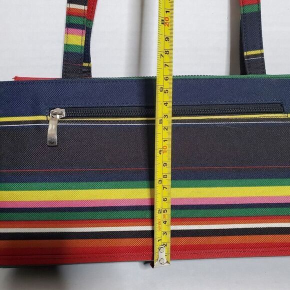 Vintage Festival Striped Shoulder Handbag Purse Electric Rainbow - Picture 12 of 13